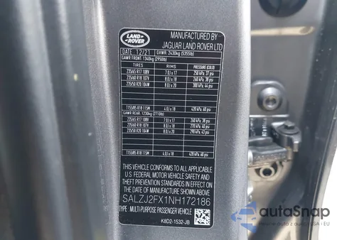 2022 Land Rover Range Rover Evoque S from USA, damaged, VIN SALZJ2FX1NH172186